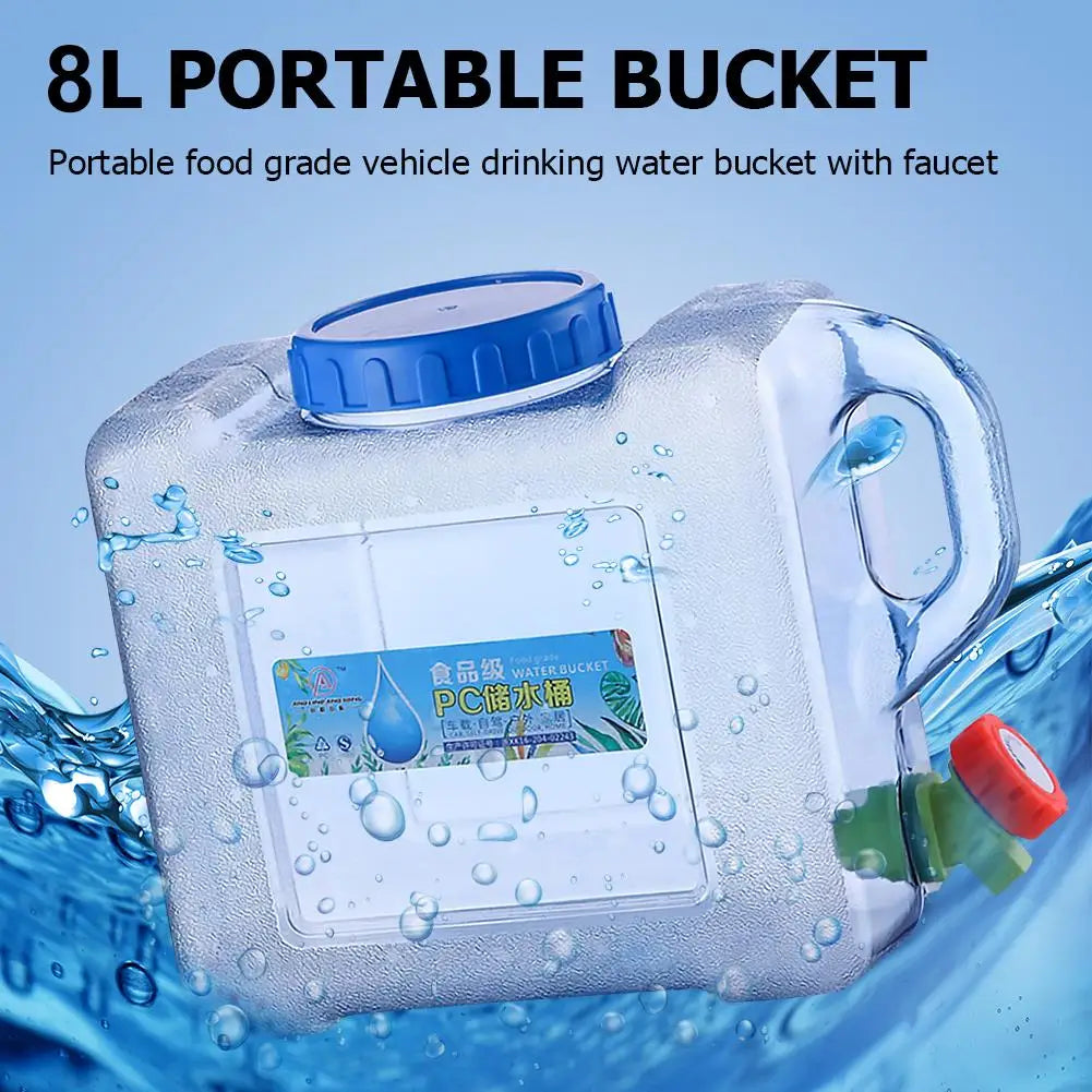 8 L Water Container with Faucet Water Can Bucket Large Capacity Water Bottle Portable Water Container For Outdoor Camping Travel