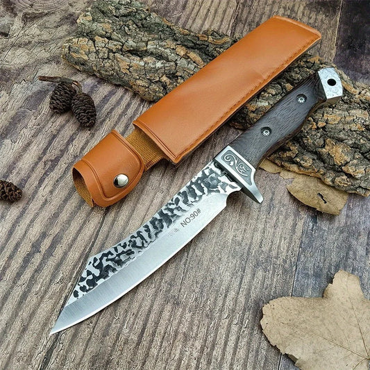Wilderness Survival High Hardness Straight Knife - N9, Stainless Steel Hunting Knife with Secure Sheath, Exploration Rescue Tool