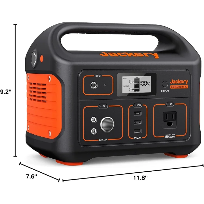 Jackery Portable Power Station Explorer 500, 518Wh Outdoor Solar Generator Mobile Lithium Battery Pack with 110V/500W AC Outlet