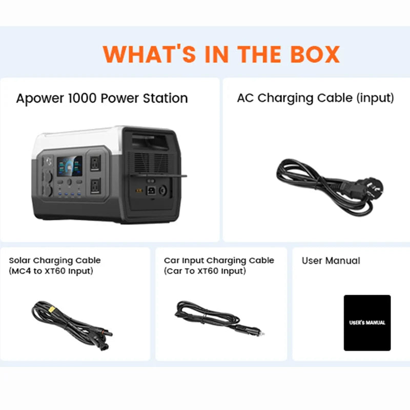Ctolity generador de energía portatil XP1000 1800W Portable Power Station, 200W Solar Panel Opitional, Foldable Solar Generator