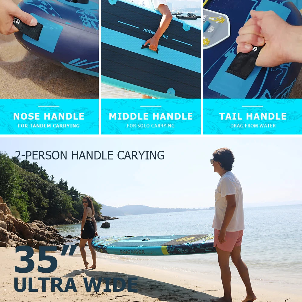 Skatinger 11'6'' X 35'' X 6'' Inflatable Paddle Board for Adults - Stable Sup Board Prancha Paddle Gonflable for Water Sports