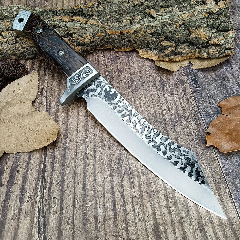 Wilderness Survival High Hardness Straight Knife - N9, Stainless Steel Hunting Knife with Secure Sheath, Exploration Rescue Tool