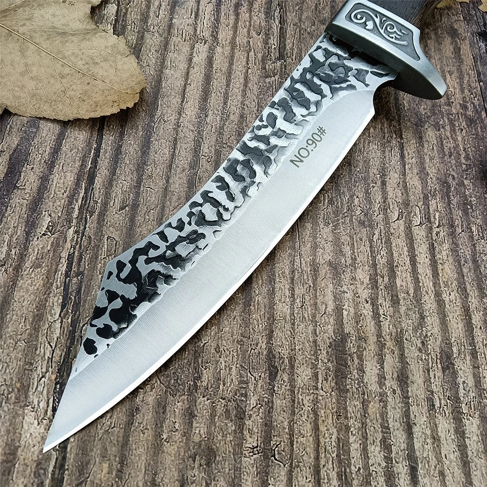 Wilderness Survival High Hardness Straight Knife - N9, Stainless Steel Hunting Knife with Secure Sheath, Exploration Rescue Tool