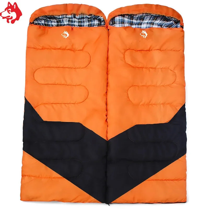 JUNGLE KING CY0906 Cotton Filling Envelope Linkable Double Sleeping Bag Outdoor Waterproof Camping Gear -5 Celsius Sleeping Bags