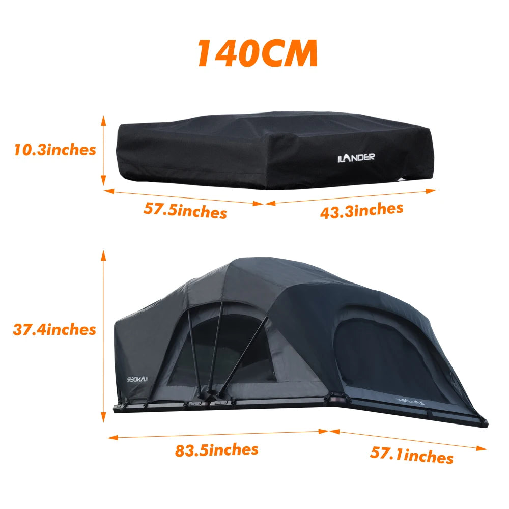 Quick Easy Set Up Roof Top Tent Aluminium Fold Out Style Waterproof Windproof 3 Mattress Lightweight Installation Kit Sedan SUV