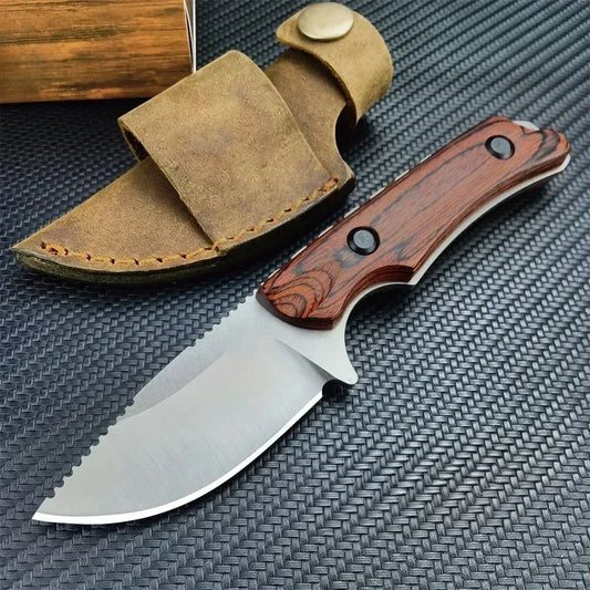BM 15017 Fixed Tactical Straight Knife CPM-S30V Steel Rosewood Handle Hunting Survival Outdoor Tool Knife with Leather Sheath