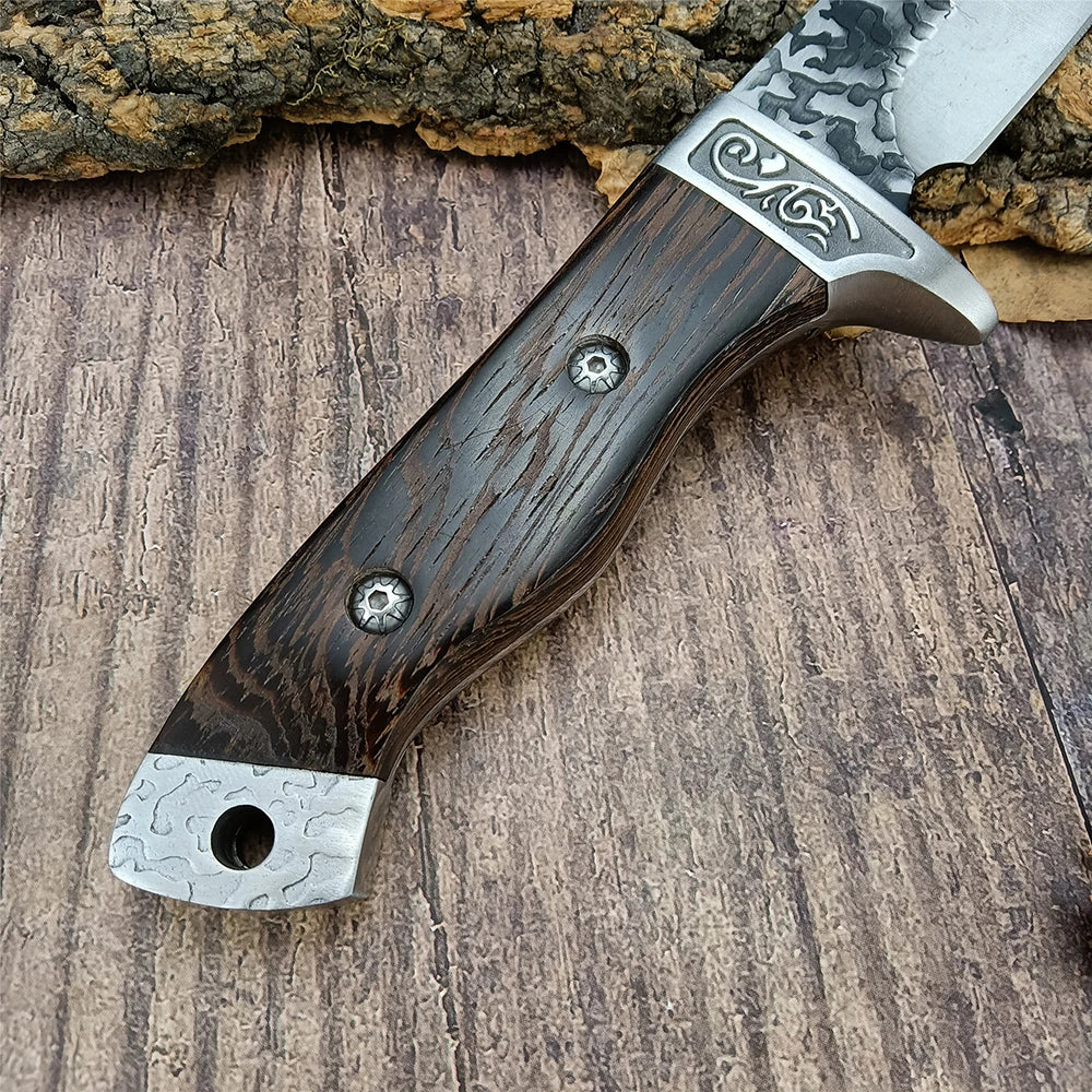Wilderness Survival High Hardness Straight Knife - N9, Stainless Steel Hunting Knife with Secure Sheath, Exploration Rescue Tool
