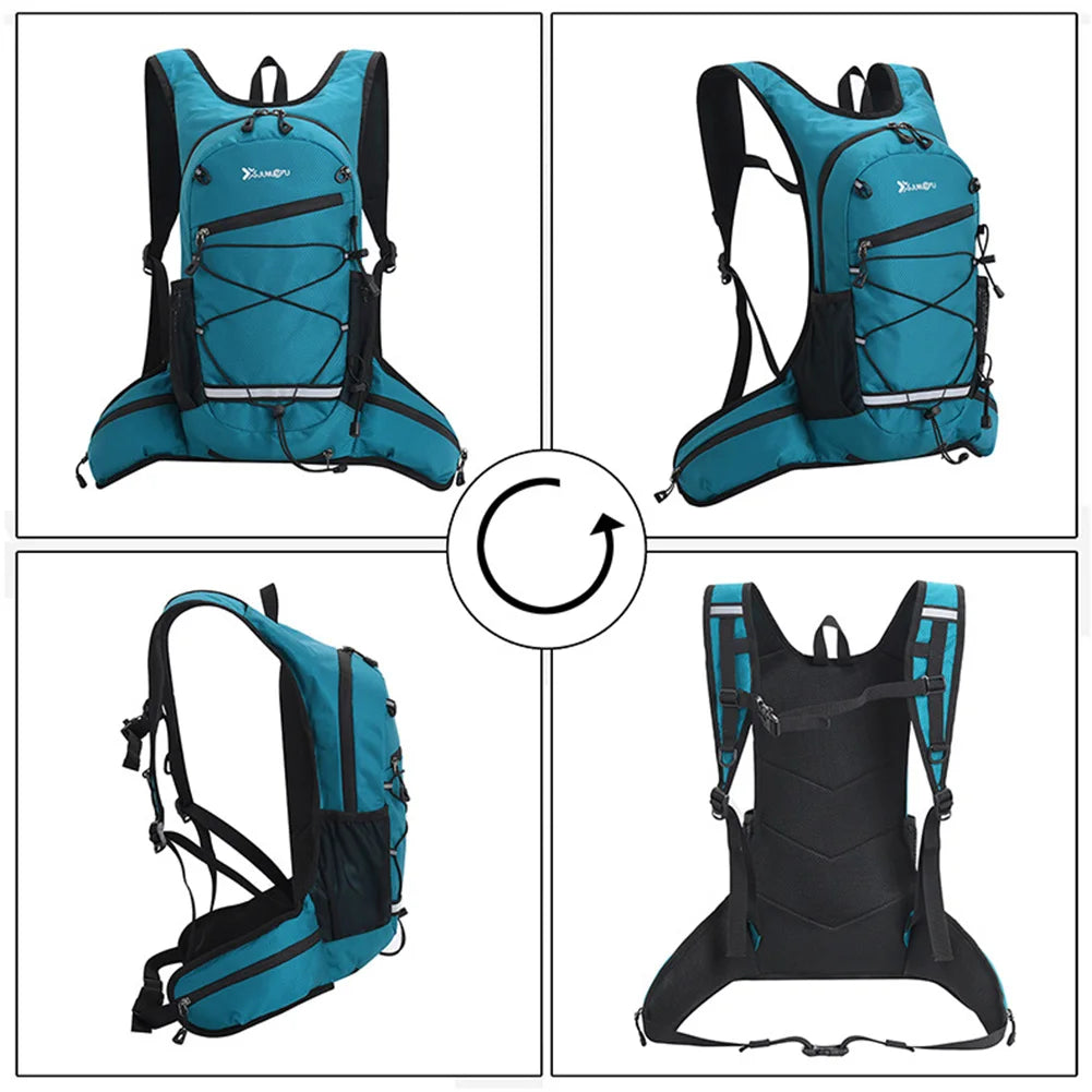 Polyester Trekking Backpack Wear-resistant School Backpack Layered Storage Lightweight Adjustable for Outdoor Activities