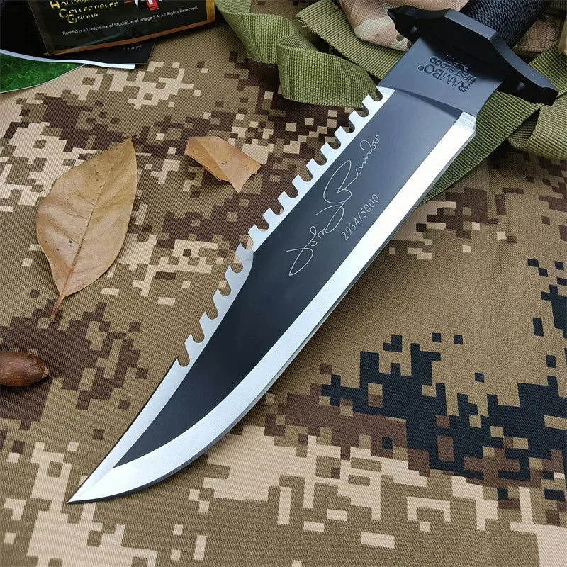 Survival knife II, RAMBO 420 steel pipe wrapped paraflow handle 9Cr18Mov steel handle outdoor camping tactical straight knife