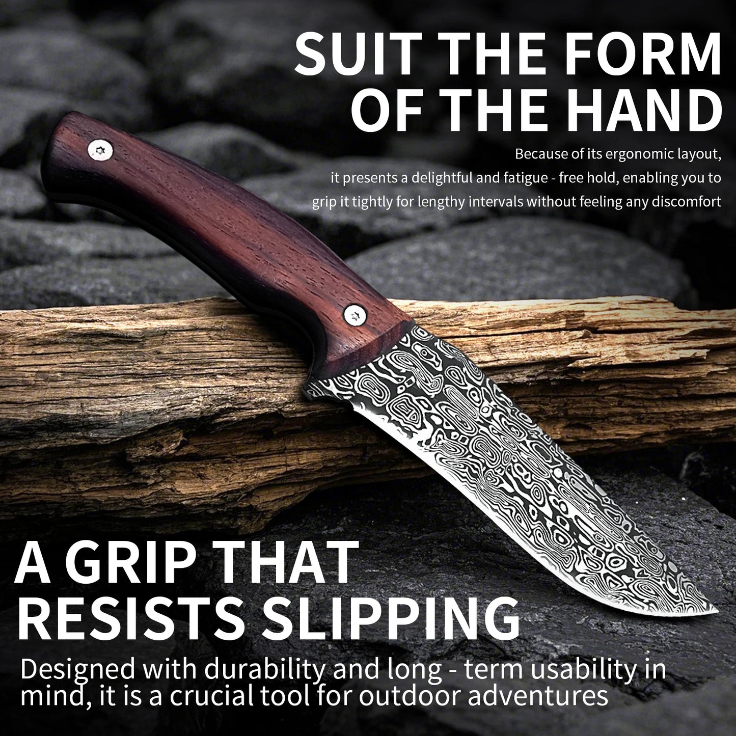 High-Hardness Stainless Steel Outdoor Straight Knife - a multi-functional camping and survival tool suitable for hiking, bushcra