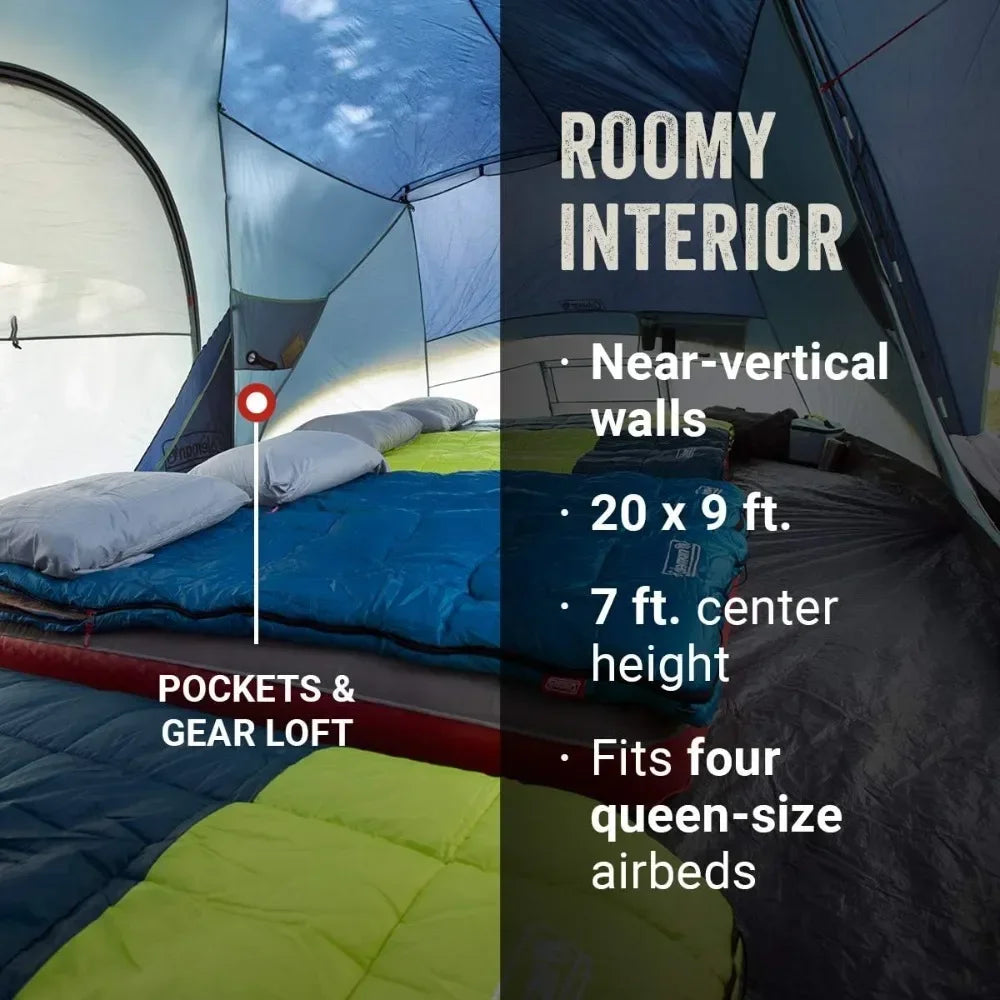 Coleman Skydome XL Tent - 8/10/12 Person, 5-Min Setup, Rainfly, Ventilation & Weatherproof - Blue Nights