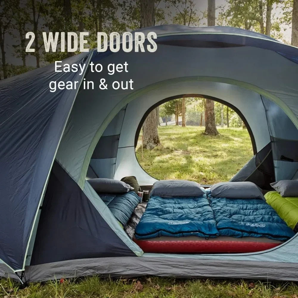 Coleman Skydome XL Tent - 8/10/12 Person, 5-Min Setup, Rainfly, Ventilation & Weatherproof - Blue Nights