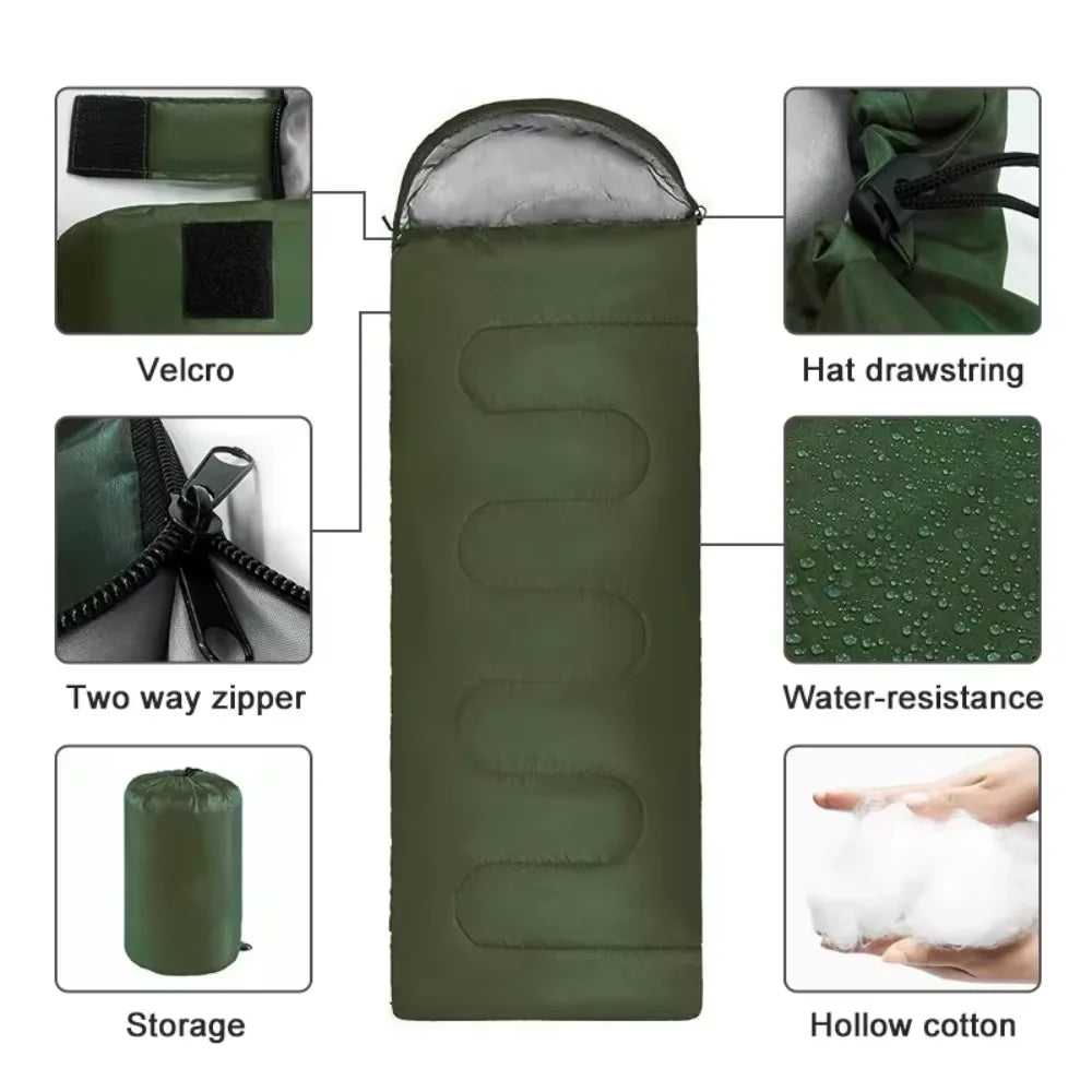 Camping sleeping bag light 4 seasons warm envelope backpack outdoor mummy cotton winter sleeping bag camp camp sleeping equipmen
