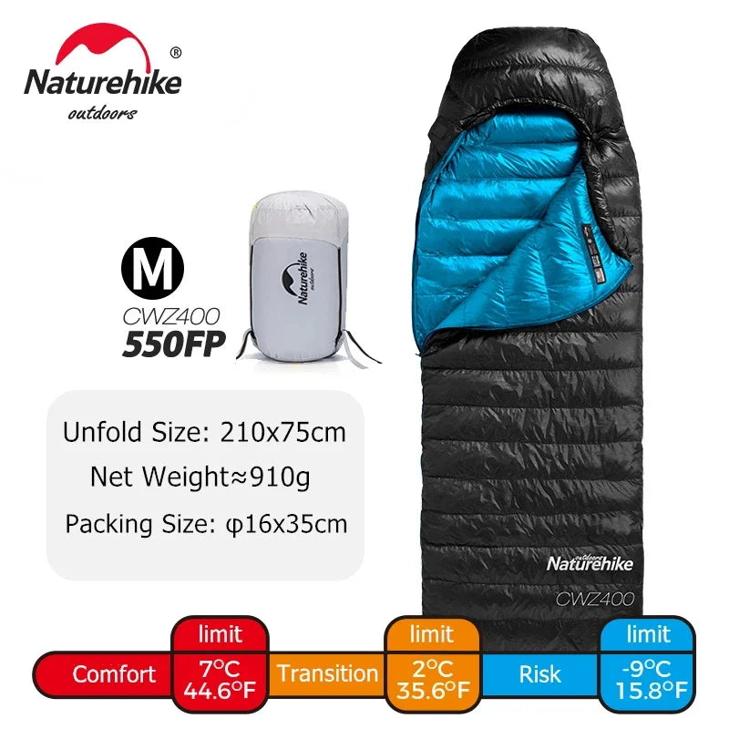 Naturehike cw400 Sleeping Bag Lightweight Goose Down Winter Warm Sleeping Bag Ultralight Outdoor Hiking Camping Travel Equipment