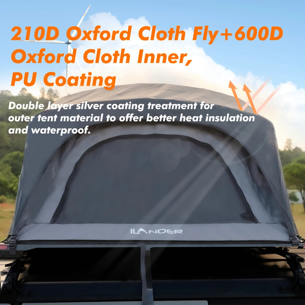 Quick Easy Set Up Roof Top Tent Aluminium Fold Out Style Waterproof Windproof 3 Mattress Lightweight Installation Kit Sedan SUV
