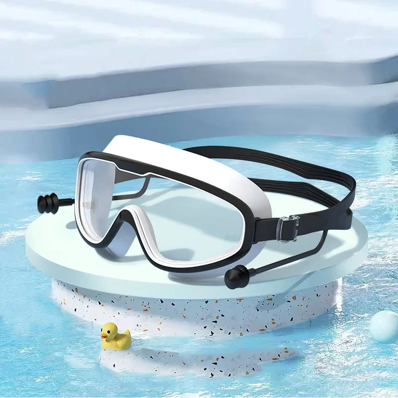 Swimming Goggles Silicone Swim Glasses Big Frame with Earplugs Men Women Professional HD Anti-fog Eyewear Swimming Accessories
