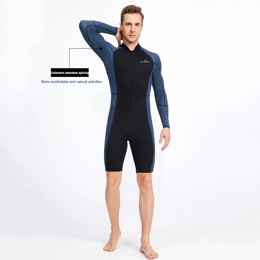 Neoprene Diving Protection Clothes with Zipper Mens Snorkeling Surfing Swimsuit Elastic Anti-scratch Warm Water Sports Equipment