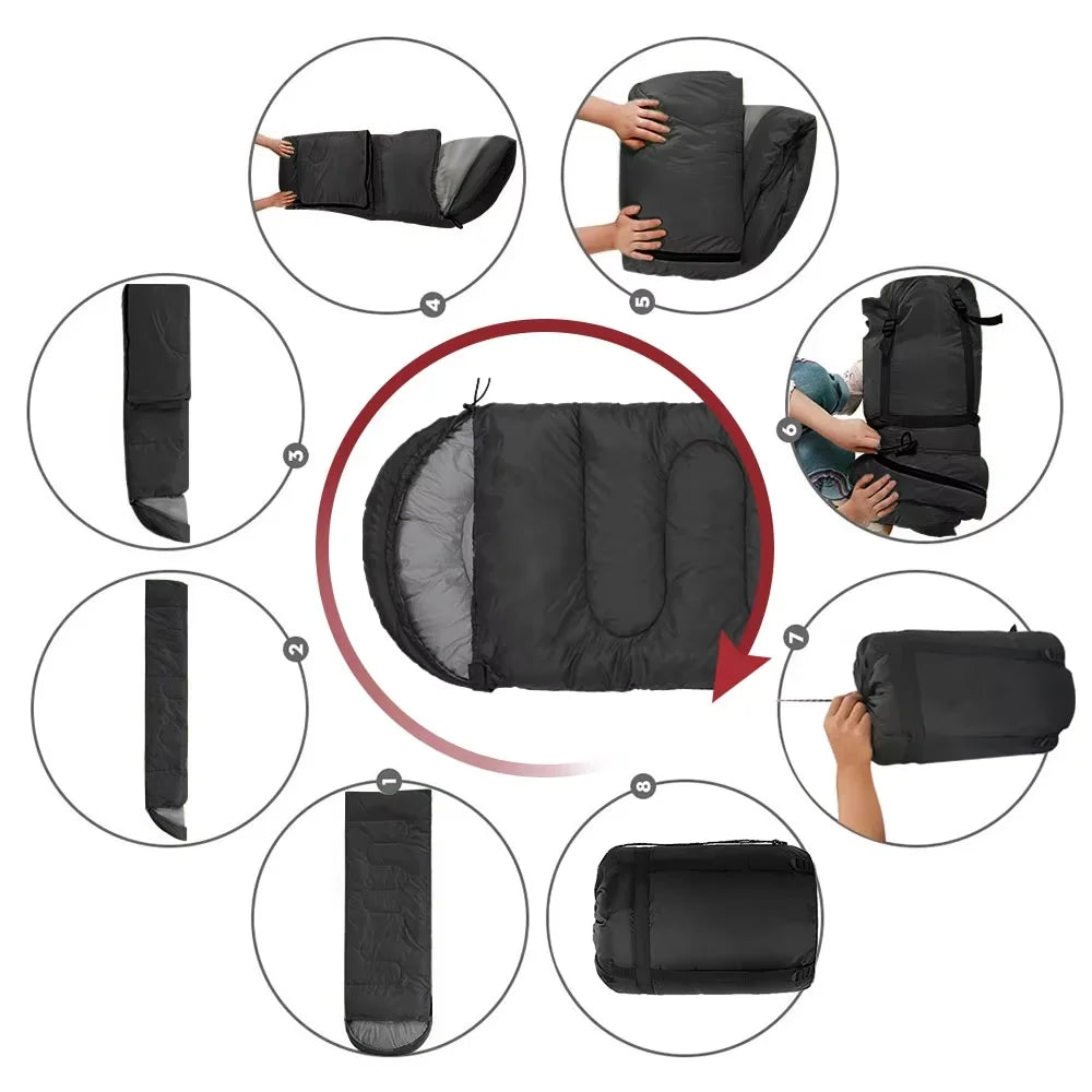 Camping sleeping bag light 4 seasons warm envelope backpack outdoor mummy cotton winter sleeping bag camp camp sleeping equipmen