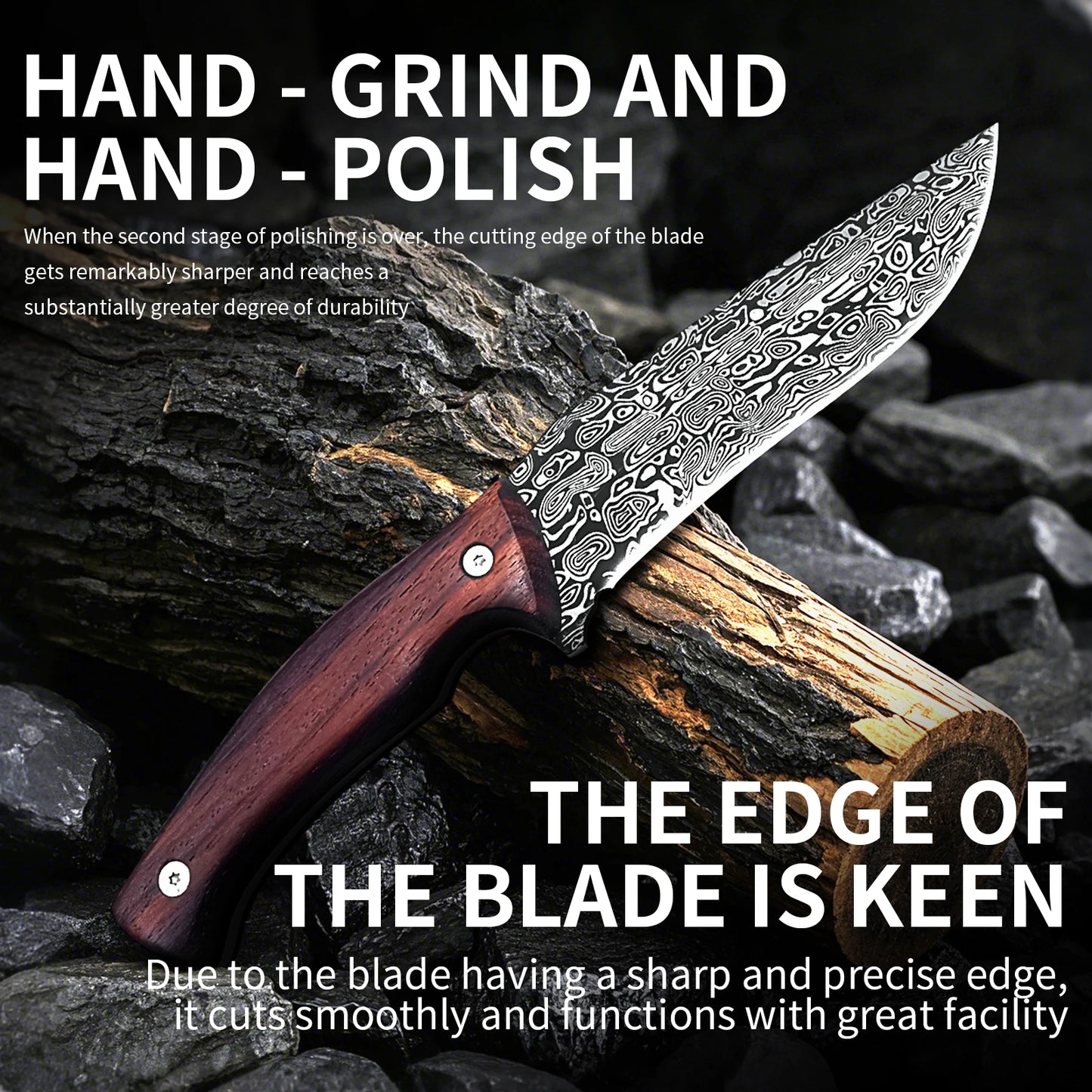 High-Hardness Stainless Steel Outdoor Straight Knife - a multi-functional camping and survival tool suitable for hiking, bushcra