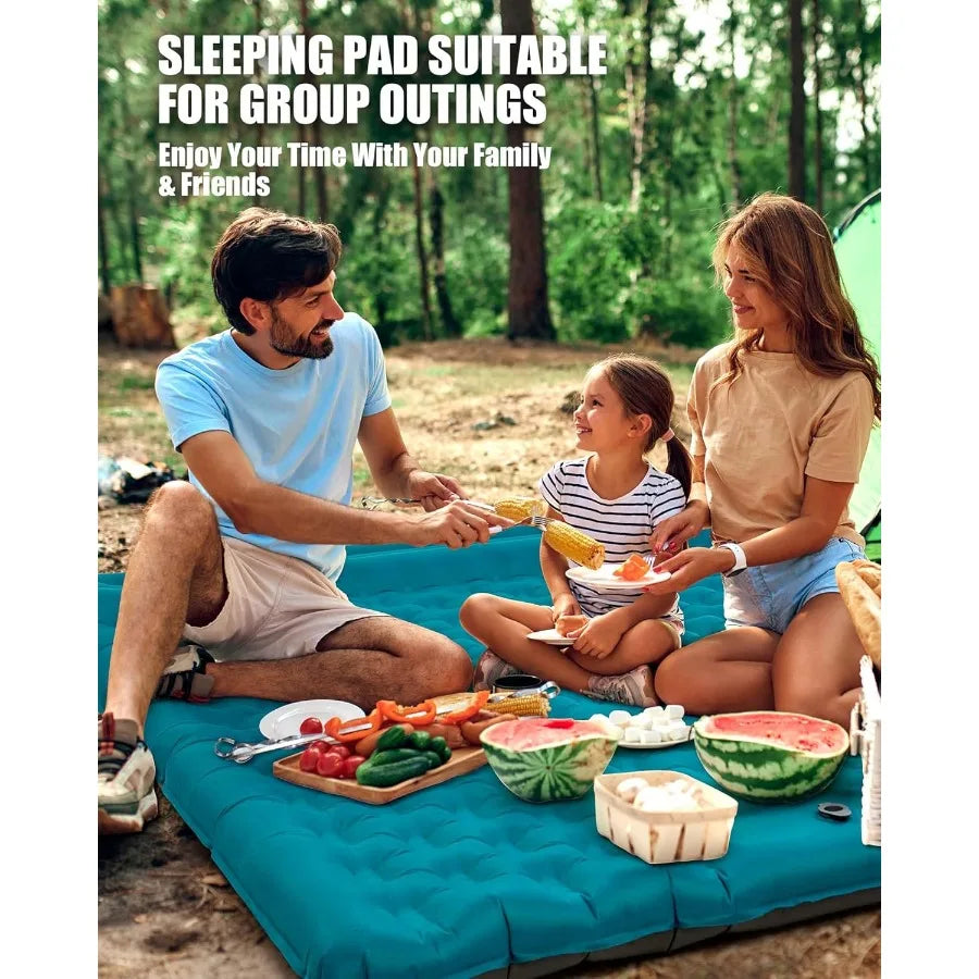 Sleeping Pad Camping Inflatable: Extra Thickness Double Persons Self Inflating Mat with Builtin Foot Pump Lightweight UltraWide