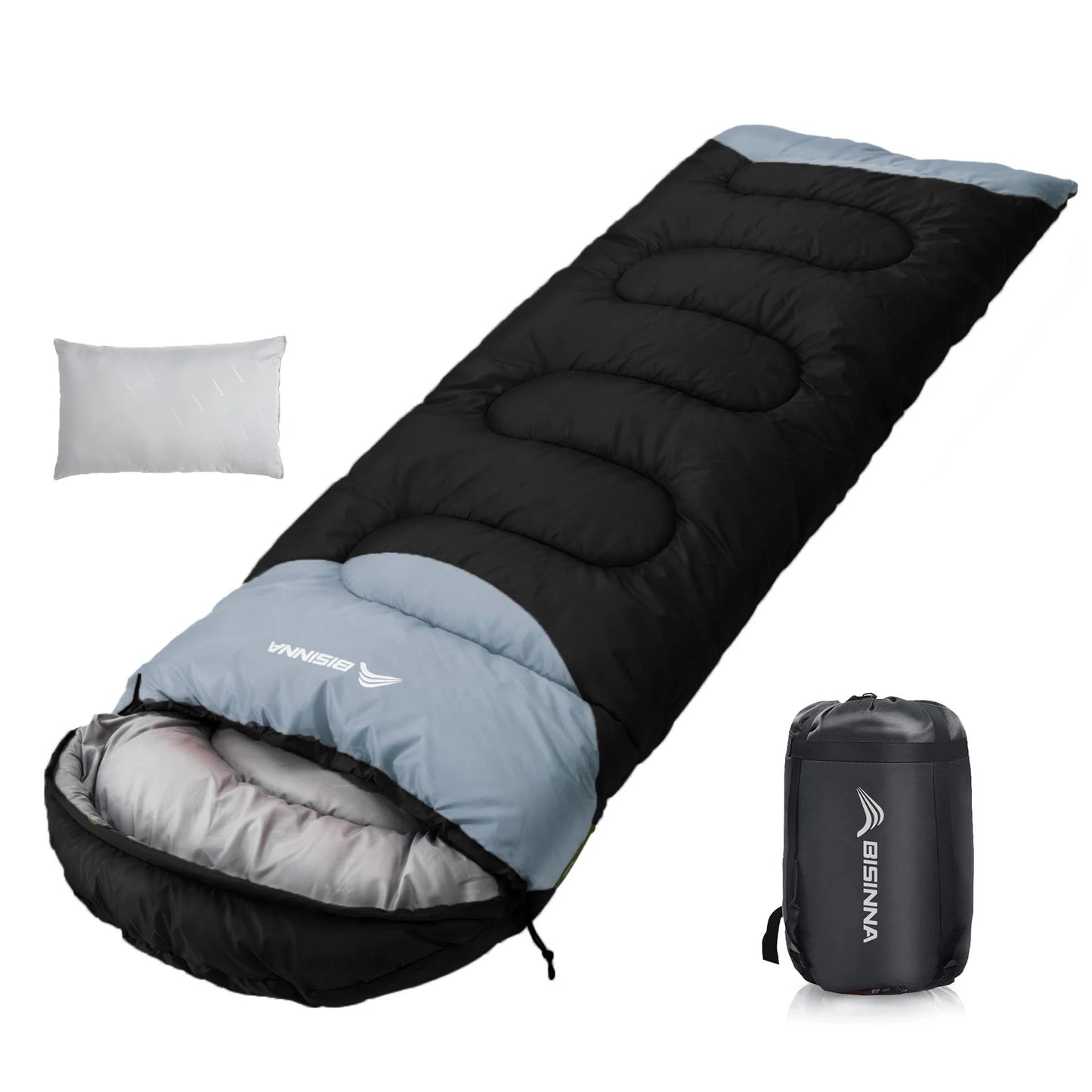 BISINNA Outdoor Camping Sleeping Bag Ultralight Waterproof Winter Warm Backpacking Sleeping Bag With Pillow for Traveling Hiking