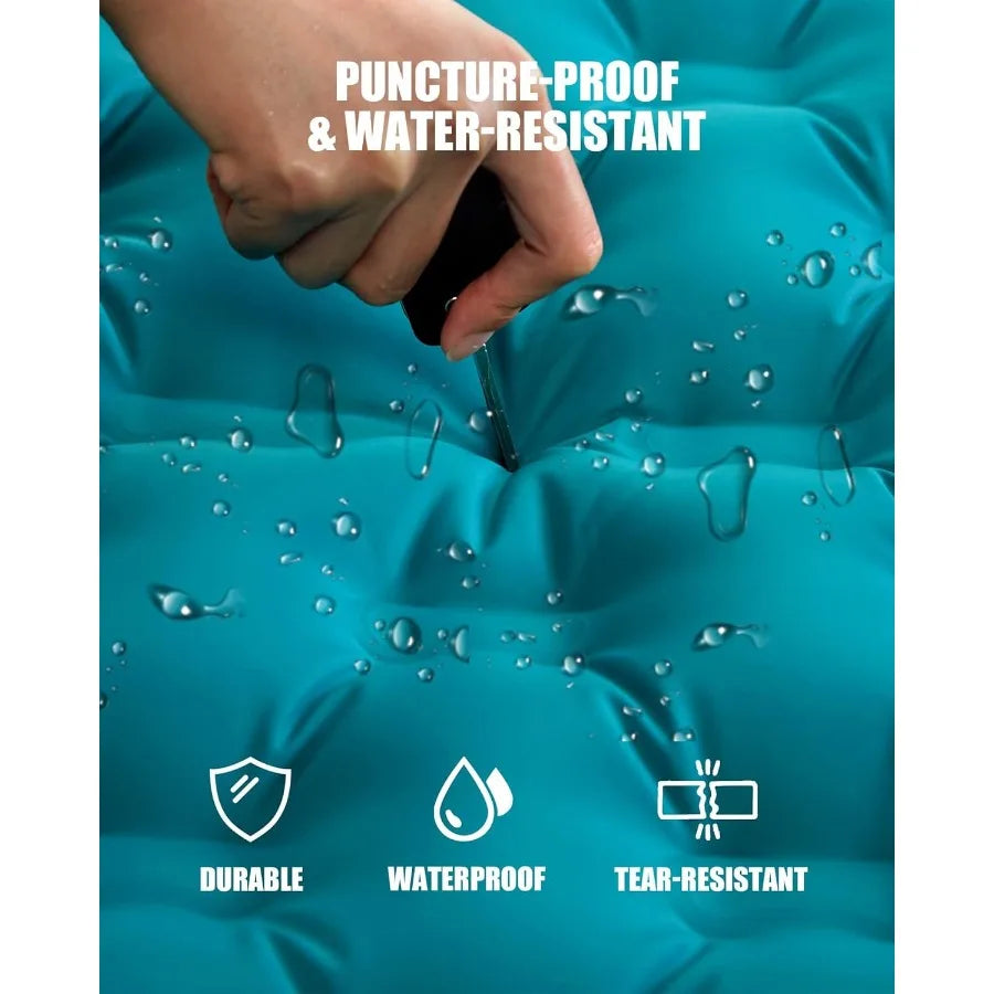 Sleeping Pad Camping Inflatable: Extra Thickness Double Persons Self Inflating Mat with Builtin Foot Pump Lightweight UltraWide