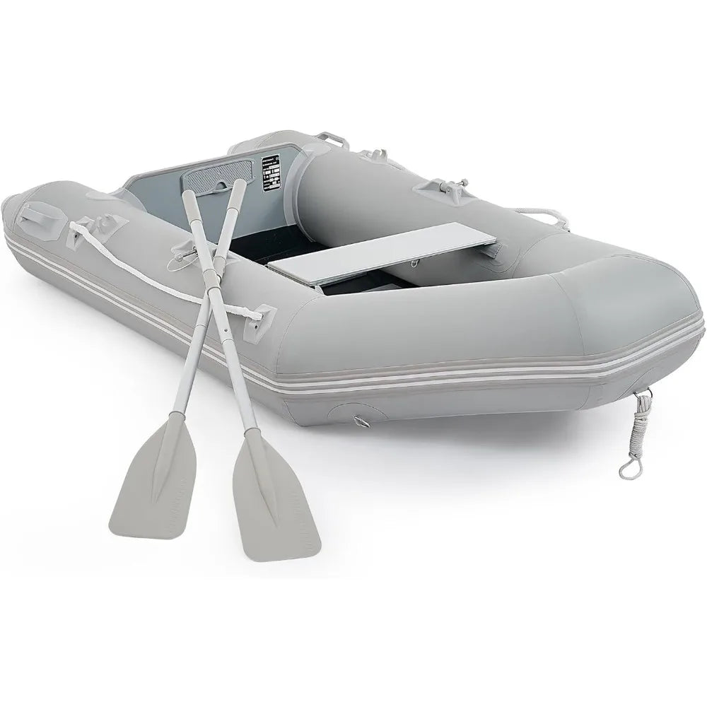 7.5ft Inflatable Dinghy Boat for 2 Adults, 660lb Capacity Heavy-Duty PVC Raft with Aluminum Floor & Oars, Motor Mount, Port