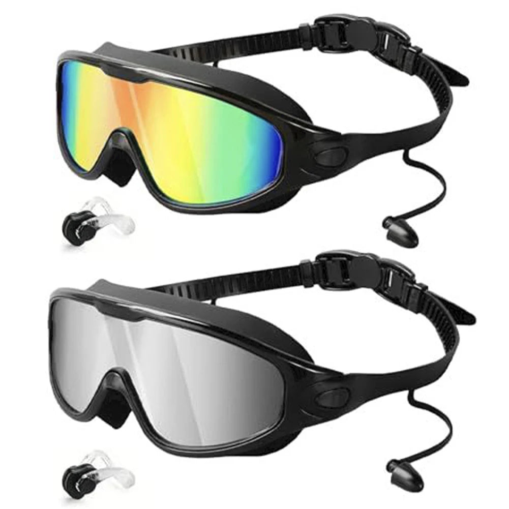 1/2Pcs Large Frame Swimming Goggles Adult High-Definition Anti Fog Electroplated Swimming Goggles For Women Men Silicone Goggle