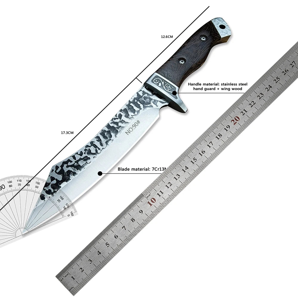 Wilderness Survival High Hardness Straight Knife - N9, Stainless Steel Hunting Knife with Secure Sheath, Exploration Rescue Tool