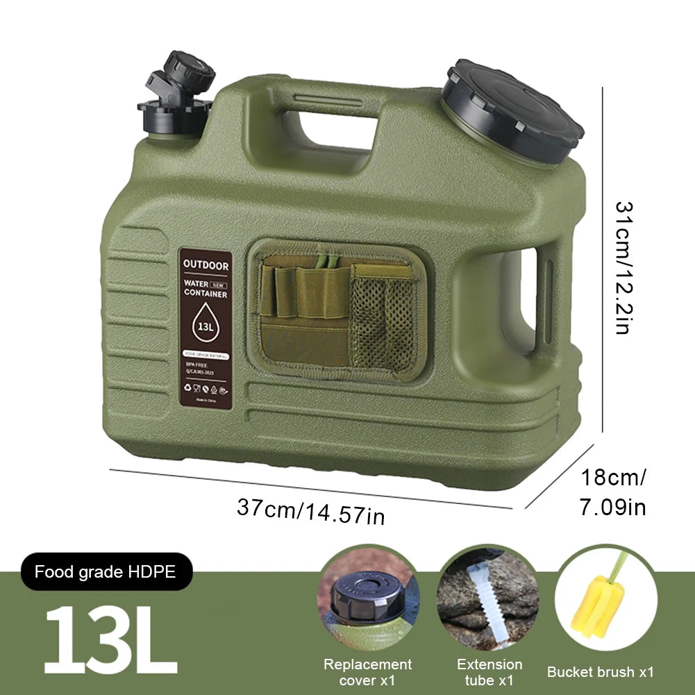 10-25L Outdoor Water Bucket Large-Capacity Portable Water Bag Container with Faucet Driving Water Tank for Picnic Hiking
