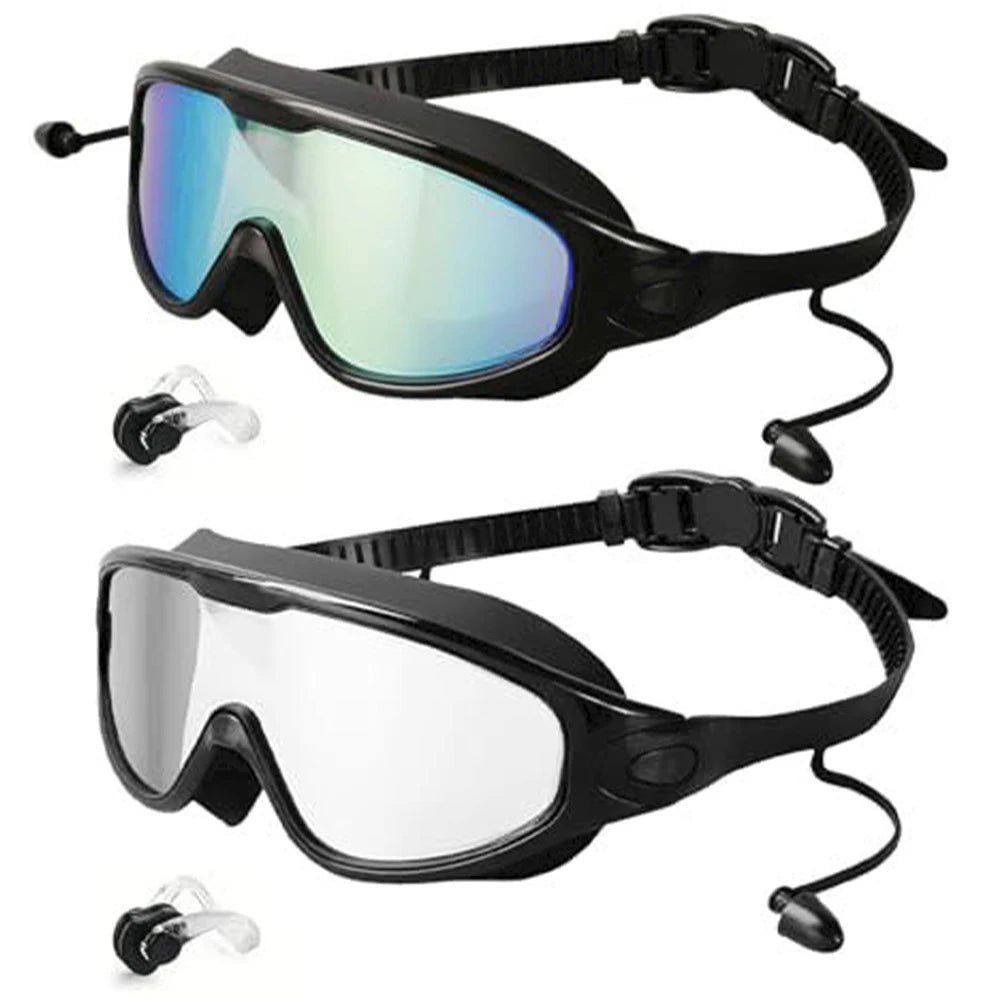1/2Pcs Large Frame Swimming Goggles Adult High-Definition Anti Fog Electroplated Swimming Goggles For Women Men Silicone Goggle