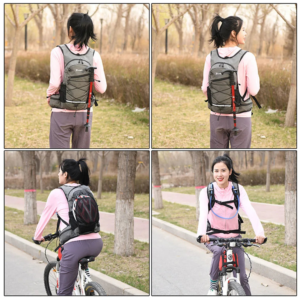 Polyester Trekking Backpack Wear-resistant School Backpack Layered Storage Lightweight Adjustable for Outdoor Activities