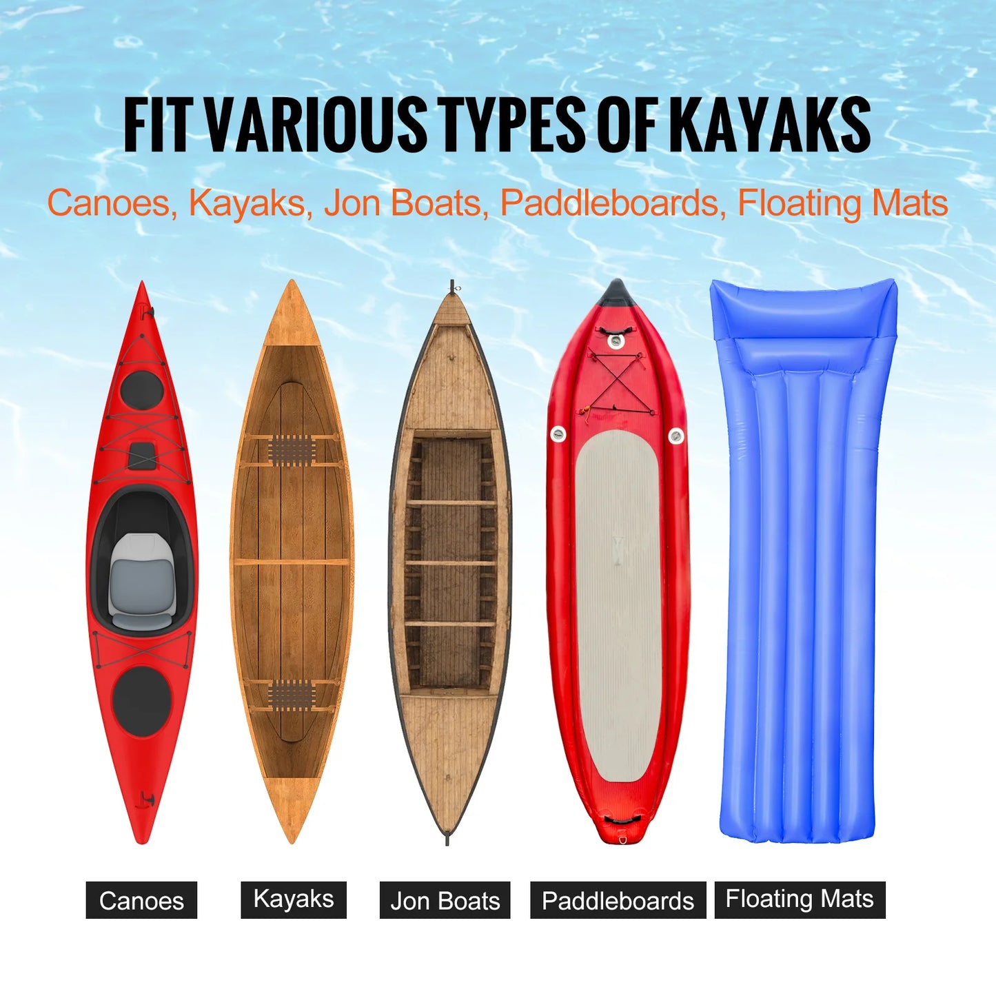 SucceBuy Heavy Duty Kayak Cart 250/320/350/450lbs Load Capacity Foldable Canoe Trolley 10''/12'' Solid Tires for Kayaks Canoes