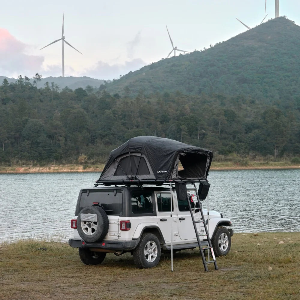 Quick Easy Set Up Roof Top Tent Aluminium Fold Out Style Waterproof Windproof 3 Mattress Lightweight Installation Kit Sedan SUV