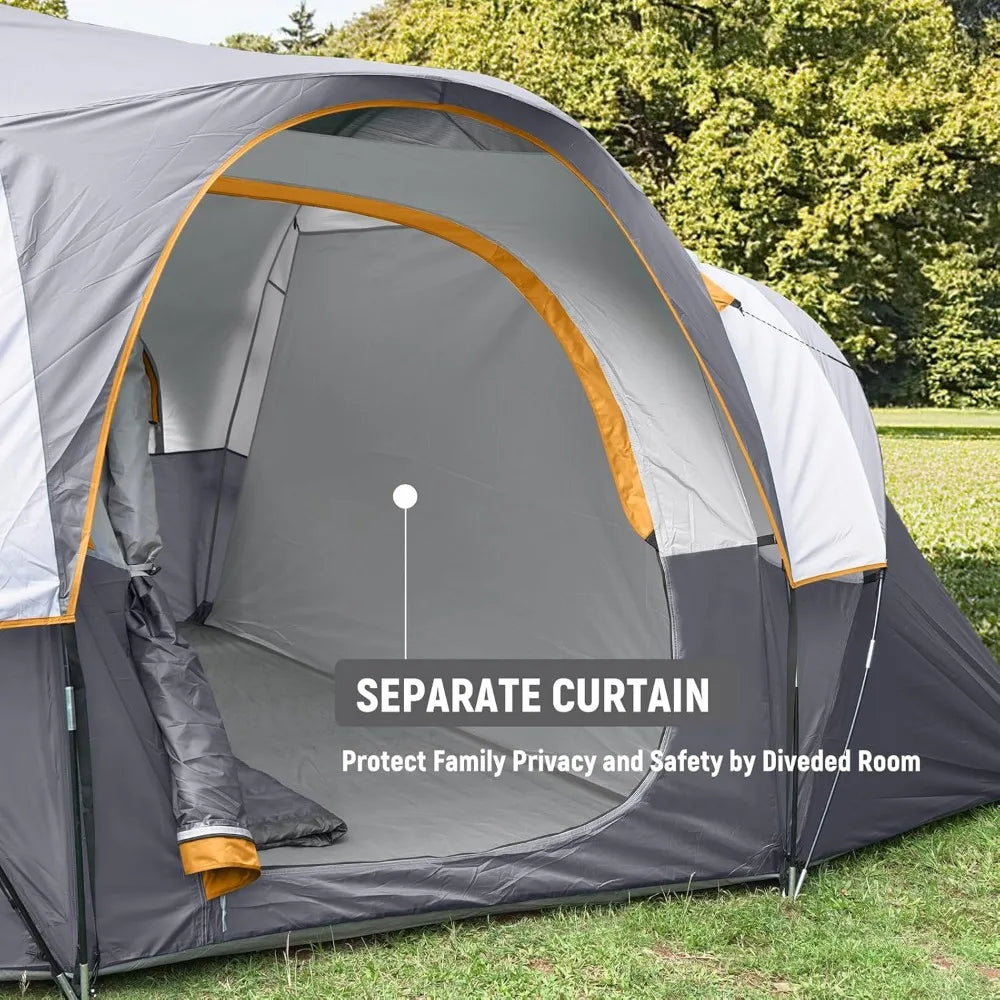 HIKERGARDEN 10 Person Camping Tent - Portable Easy Set Up Family Tent for Camp, Windproof Fabric Dome Tent Outdoor for Hiking, B