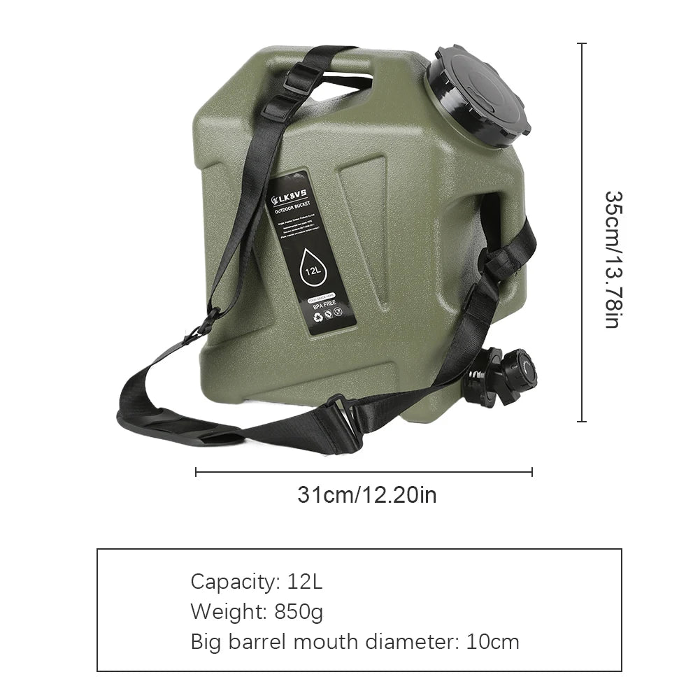 10-25L Outdoor Water Bucket Large-Capacity Portable Water Bag Container with Faucet Driving Water Tank for Picnic Hiking