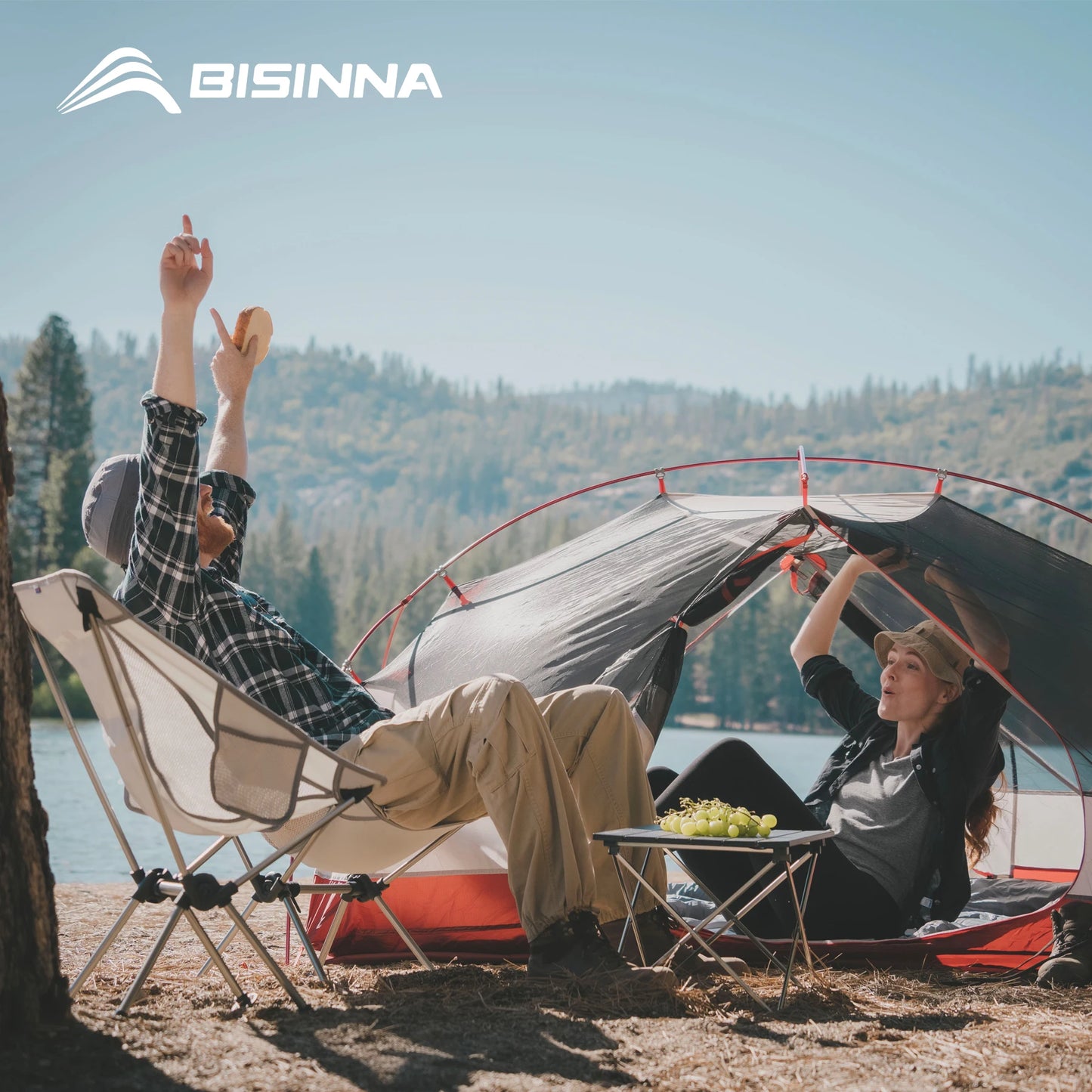 BISINNA 2 Person Ultralight Camping Tent 20D 380T Nylon Double Layer Waterproof Backpacking Tent for Hiking Travel with free mat