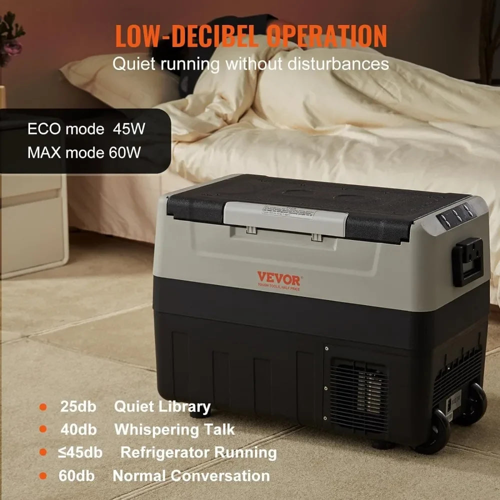 L # 12 Volt Car Refrigerator Fridge, 58 QT/55 L Dual Zone Portable Freezer, 12/24V DC And 100-240V AC Compressor Cooler, For Out