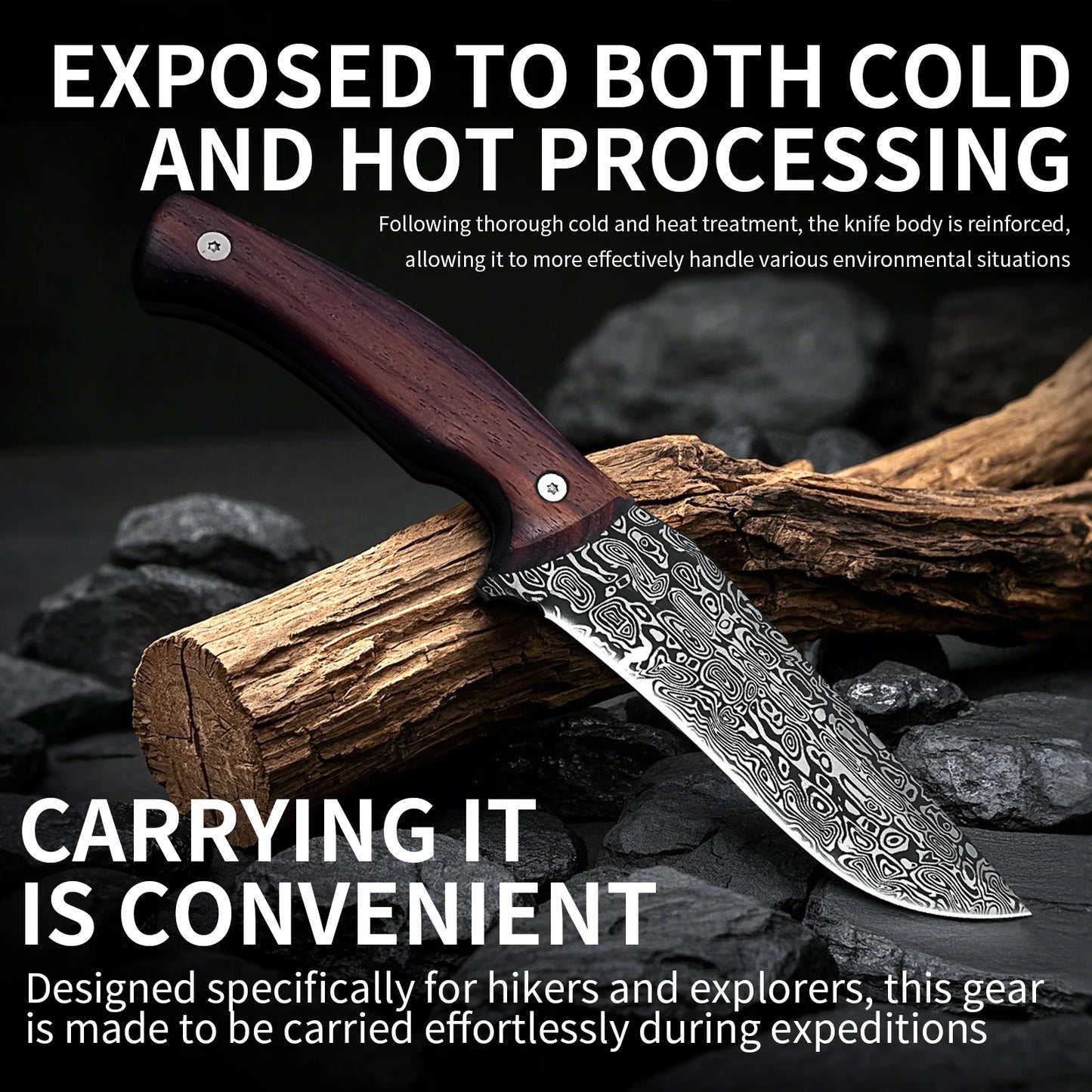 High-Hardness Stainless Steel Outdoor Straight Knife - a multi-functional camping and survival tool suitable for hiking, bushcra