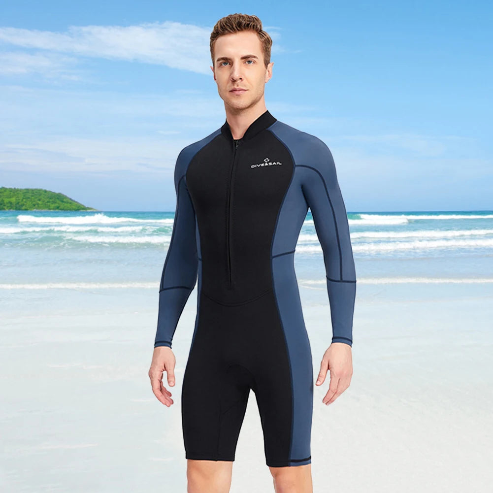 Neoprene Diving Protection Clothes with Zipper Mens Snorkeling Surfing Swimsuit Elastic Anti-scratch Warm Water Sports Equipment