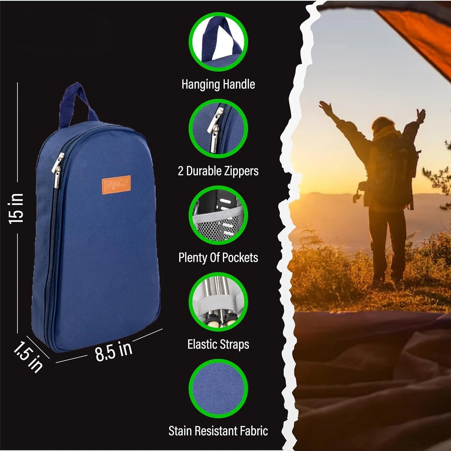 Camp Cooking Utensil Set & Outdoor Kitchen Gear Cookware Kit, Portable Compact Carry Case for Camping, Hiking, Travel.