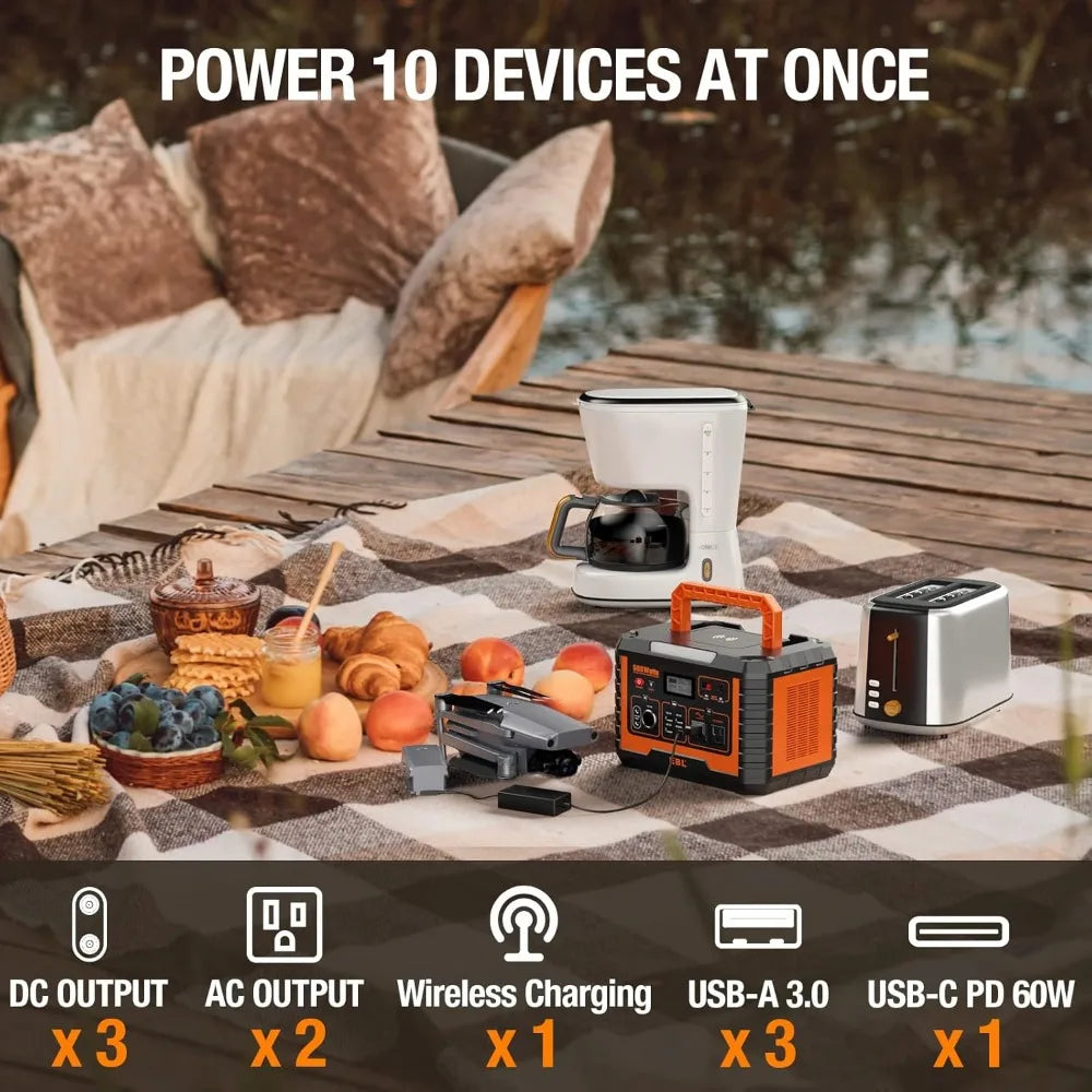 Portable Power Station 500, 110V/500W Solar Generator(Surge 1000W), 519.4Wh Backup Lithium Battery for Outdoor Home