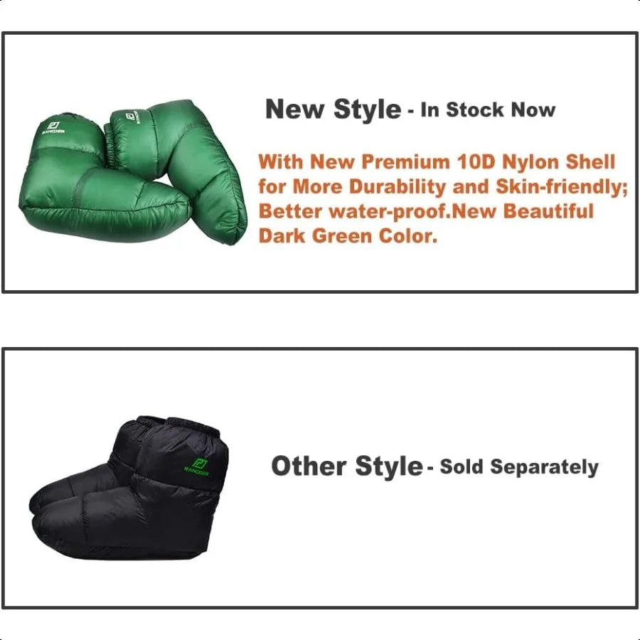 Down Booties Warm Socks 10D Nylon Ultralight Sleeping Sock for Camp Backpacking Camping Sleeping Bag Tent Down Slippers Foot Wa