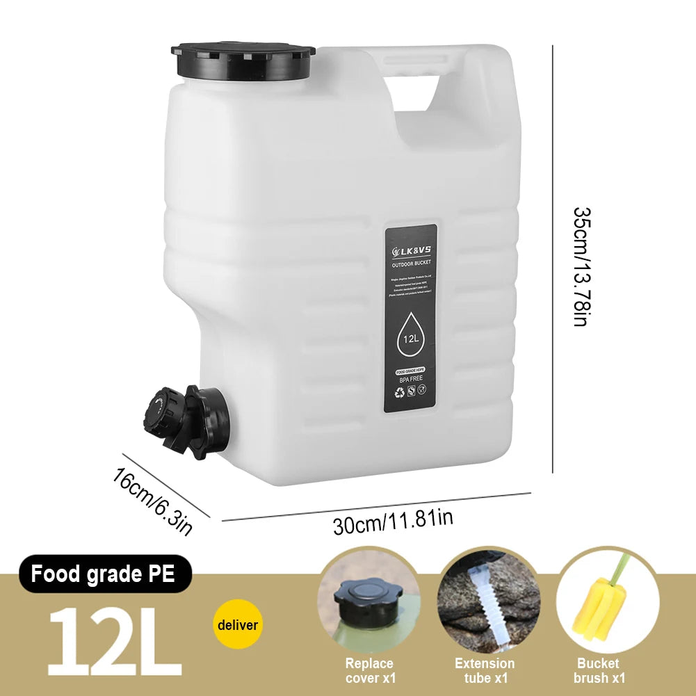 10-25L Outdoor Water Bucket Large-Capacity Portable Water Bag Container with Faucet Driving Water Tank for Picnic Hiking