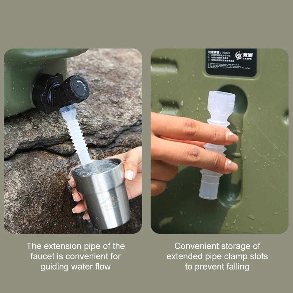 10-25L Outdoor Water Bucket Large-Capacity Portable Water Bag Container with Faucet Driving Water Tank for Picnic Hiking