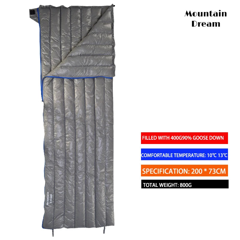 Camping Sleeping Bag 90% Goose Down Adult 200*73cm Envelope Type Ultralight Portable Sliping Down Sleeping Bag 3 Season Warm
