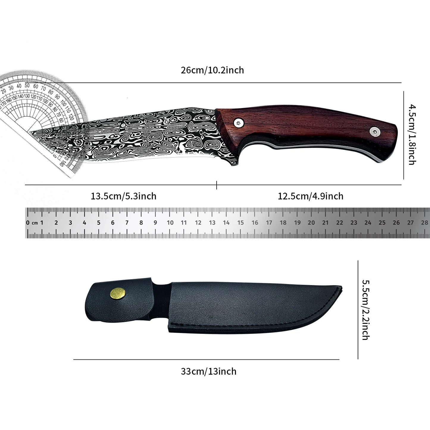 High-Hardness Stainless Steel Outdoor Straight Knife - a multi-functional camping and survival tool suitable for hiking, bushcra
