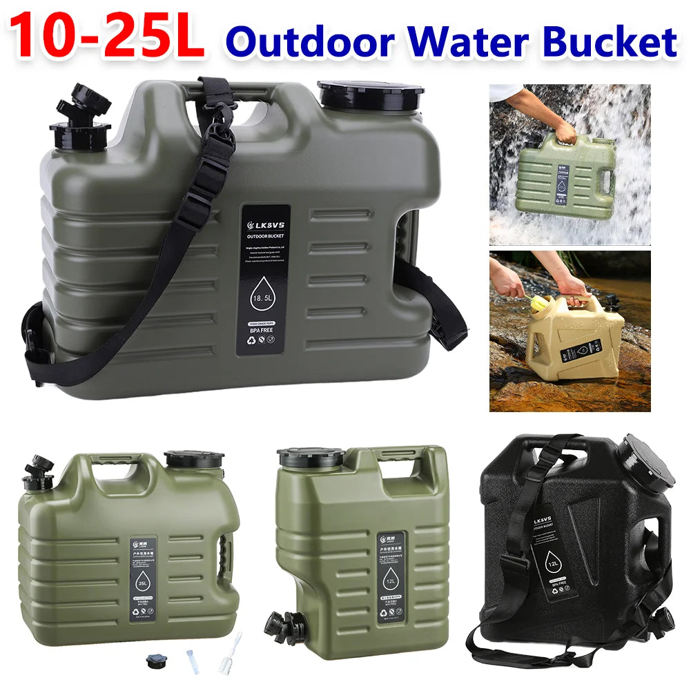 10-25L Outdoor Water Bucket Large-Capacity Portable Water Bag Container with Faucet Driving Water Tank for Picnic Hiking