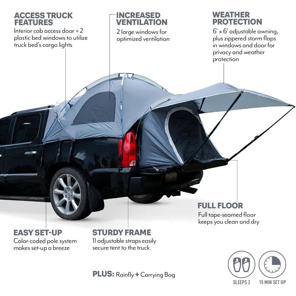 Chevy Avalanche Truck Tent | Pickup Truck Bed Camping Tent | Full Rainfly for Water Protection | Sturdy and Spacious 2-Person T