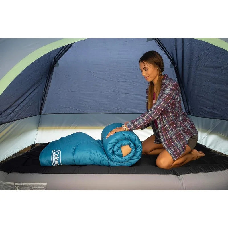 Coleman Brazos 20°F/30°F Adult Sleeping Bag, Cool-Weather Sleeping Bag with No-Snag Zipper & Stuff Sack, Machine Washable